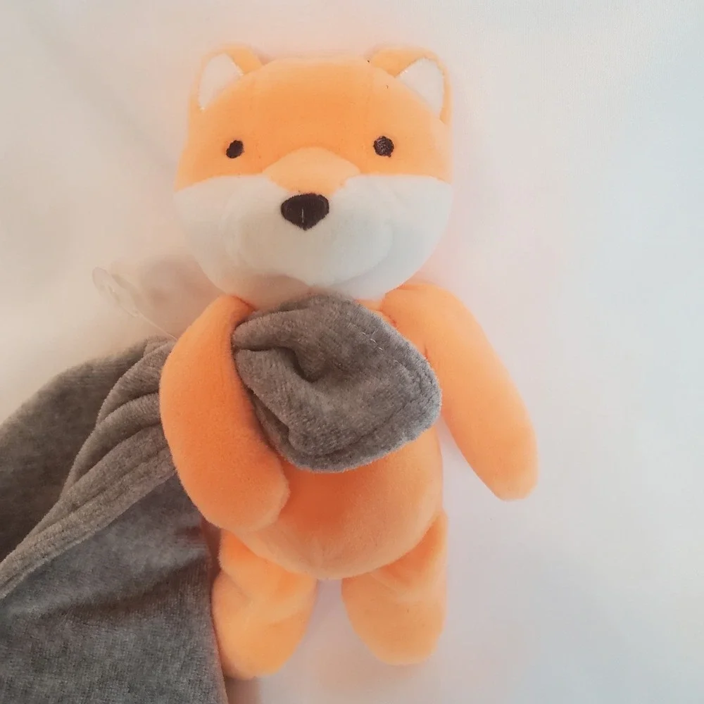 Carters Orange Fox Plush‎ Lovey Rattle Gray Fleece Security Blanket Baby Toy 10